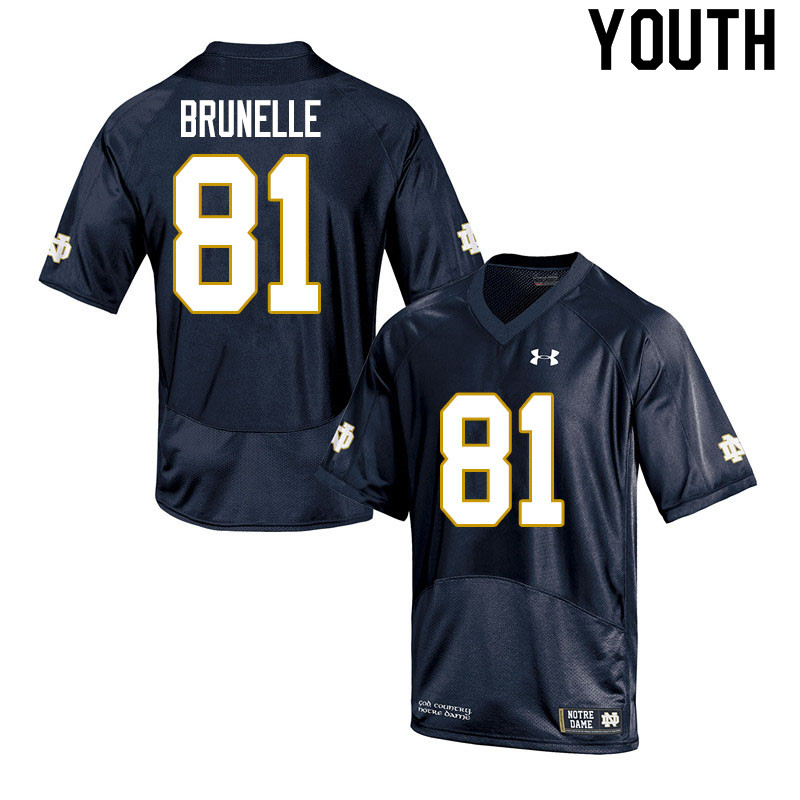 Youth #81 Jay Brunelle Notre Dame Fighting Irish College Football Jerseys Sale-Navy